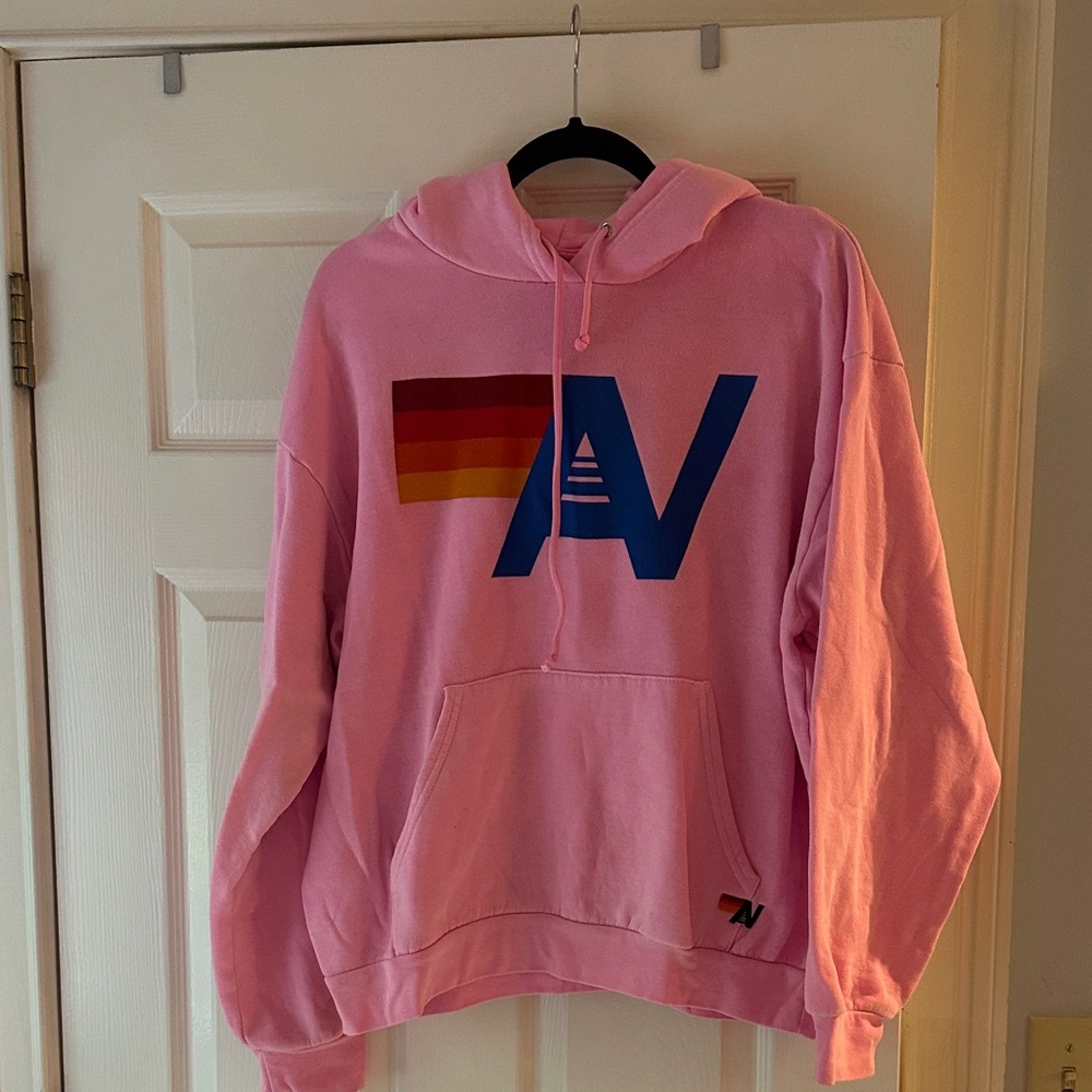 Aviator Nation Pink Hoodie with Orange Accent
